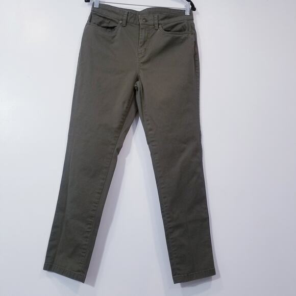 Brooks Brother Army Green High Rise Cotton Blend Slim Pants - Picture 1 of 11